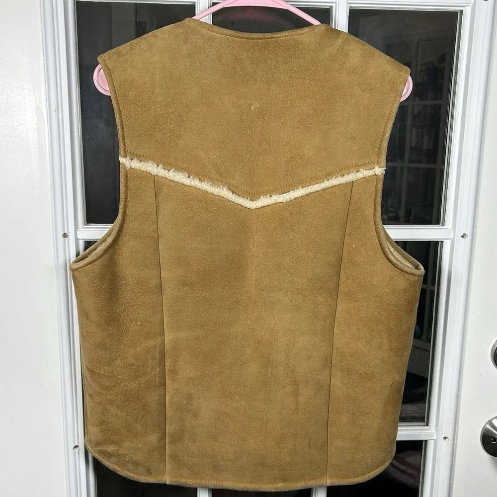 Vintage Eddie Bauer Expedition Outfitter Suede Sherpa Zip Vest Men's Medium